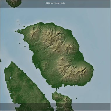 Biliran Island in the Philippine Sea, belonging to Philippines, cropped to square on a colored elevation map clipart