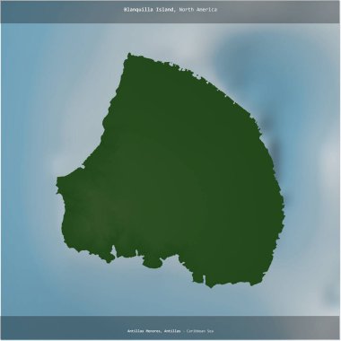 Blanquilla Island in the Caribbean Sea, belonging to Venezuela, cropped to square on a colored elevation map clipart