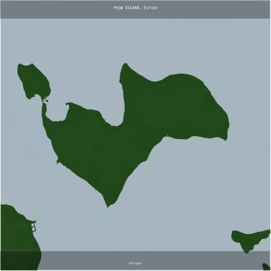 Danimarka 'ya ait Kattegat' taki Fej Adası renkli bir yükseklik haritasında kare şeklinde kesilmiş.