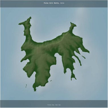 Pulau Gili Banta in the Savu Sea, belonging to Indonesia, cropped to square on a colored elevation map clipart