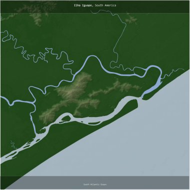 Brezilya 'ya ait Güney Atlantik Okyanusu' ndaki Ilha Iguape renkli bir yükseklik haritasında kare şeklinde kesilmiş.