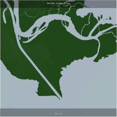 Karsibor Island in the Baltic Sea, belonging to Poland, cropped to square on a colored elevation map clipart