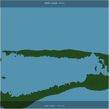 Middle Island in the Indian Ocean, belonging to Seychelles, cropped to square on a colored elevation map clipart