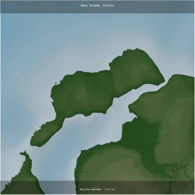 Moso Island in the Coral Sea, belonging to Vanuatu, cropped to square on a colored elevation map