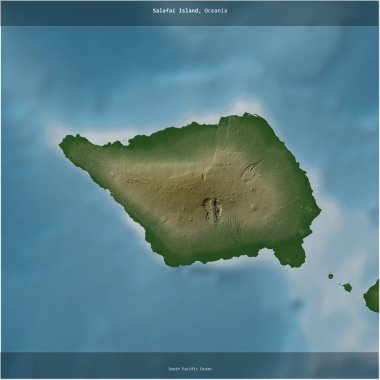 Samoa 'ya ait Güney Pasifik Okyanusu' ndaki Savaii Adası renkli bir yükseklik haritasında kare şeklinde kesilmiş.