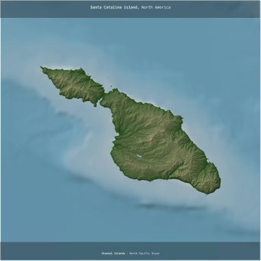 Santa Catalina Island in the North Pacific Ocean, belonging to United States, cropped to square on a colored elevation map clipart