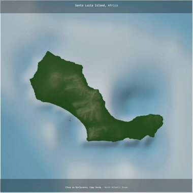 Santa Luzia Island in the North Atlantic Ocean, belonging to Cape Verde, cropped to square on a colored elevation map clipart