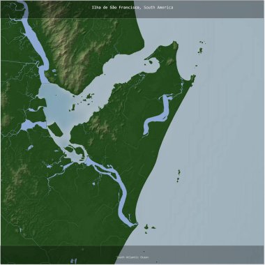 Brezilya 'ya ait Güney Atlantik Okyanusu' ndaki Ilha de Sao Francisco renkli bir yükseklik haritasında kare şeklinde kesilmiş.