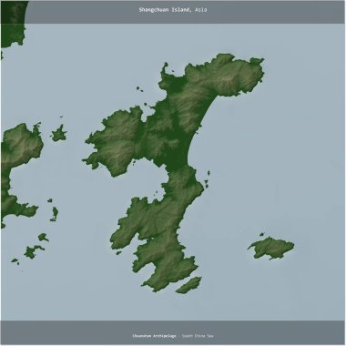 Shangchuan Island in the South China Sea, belonging to China, cropped to square on a colored elevation map clipart