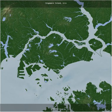 Singapore Island in the Singapore Strait, belonging to Singapore, cropped to square on a colored elevation map clipart