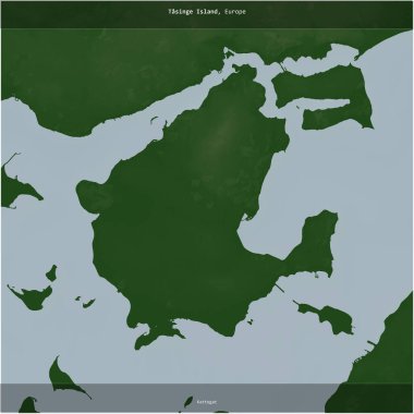 Tasinge Island in the Kattegat, belonging to Denmark, cropped to square on a colored elevation map clipart