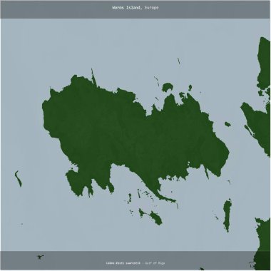 Worms Island in the Gulf of Riga, belonging to Estonia, cropped to square on a colored elevation map clipart