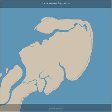 Brezilya 'ya ait olan Güney Atlantik Okyanusu' nda Ilha do Andrade, bir topoğrafik, OSM standart haritası üzerinde karelendi.