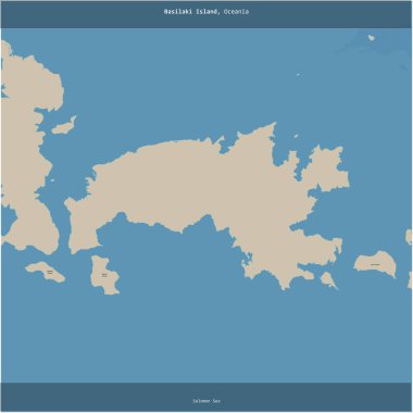 Solomon Denizi 'ndeki Papua Yeni Gine' ye ait Basilaki Adası, OSM standart haritası olan bir topoğrafik haritaya eklenmiştir.