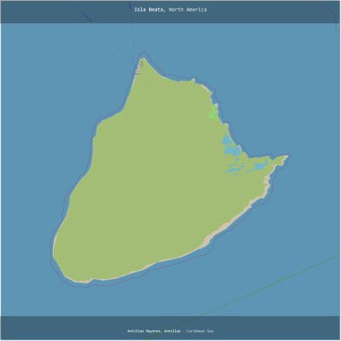 Dominik Cumhuriyeti 'ne ait Karayip Denizi' ndeki Beata Adası, bir topoğrafik, OSM standart haritası üzerinde karelenmiştir.