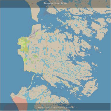 Benbecula Island in the Inner Seas off the West Coast of Scotland, belonging to United Kingdom, cropped to square on a topographic, OSM standard style map clipart