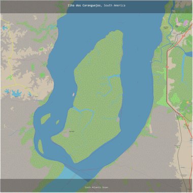 Brezilya 'ya ait Güney Atlantik Okyanusu' ndaki Ilha dos Caranguejos, bir topoğrafik, OSM standart haritası üzerinde kesilerek