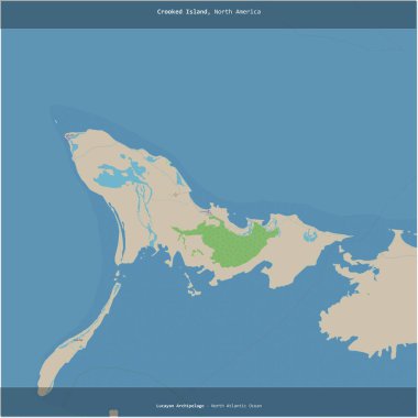 Bahamalar 'a ait Kuzey Atlantik Okyanusu' ndaki Eğri Ada, OSM standart haritası ile topoğrafik olarak kareye eklenmiştir.