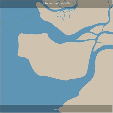 Avustralya 'ya ait Timor Denizi' ndeki Endyalgout Adası, bir topoğrafik, OSM standart haritası üzerinde kesilerek