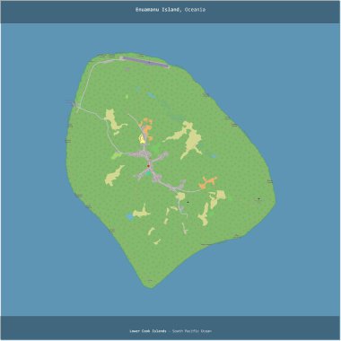 Güney Pasifik Okyanusu 'ndaki Enuamanu Adası, Cook Adaları' na ait, bir topoğrafik, OSM standart haritası üzerinde karelenmiştir.
