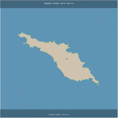 Bering Denizi 'ndeki Hawaii Adası, Amerika Birleşik Devletleri' ne ait, bir topoğrafik, OSM standart haritası üzerine kesilmiş.