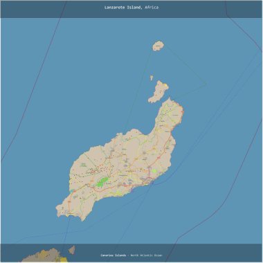 Kuzey Atlantik Okyanusu 'nda bulunan ve İspanya' ya ait olan Lanzarote Adası, OSM standart haritası olan bir topoğrafik haritaya eklenmiştir.