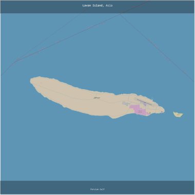 Basra Körfezi 'ndeki Lavan Adası, İran' a ait, bir topoğrafik, OSM standart haritasına eklenmiş.
