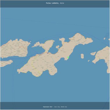 Endonezya 'ya ait Savu Denizi' nde bulunan Pulau Lembata, bir topoğrafik, OSM standart haritası üzerinde karelenmiştir.