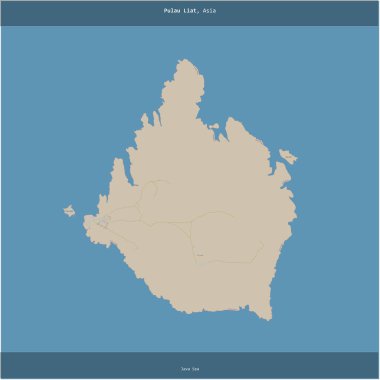 Endonezya 'ya ait Java Denizi' ndeki Pulau Liat, bir topoğrafik, OSM standart haritası üzerinde karelendi