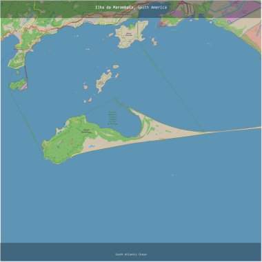 Ilha da Marambaia in the South Atlantic Ocean, belonging to Brazil, cropped to square on a topographic, OSM standard style map clipart