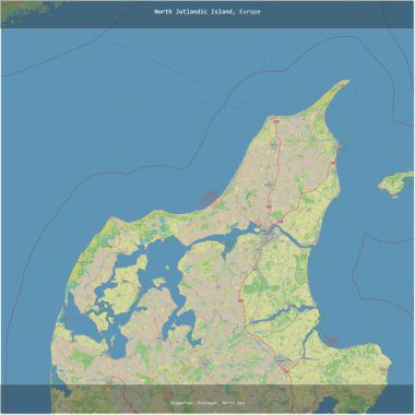 North Jutlandic Island in the Kattegat, belonging to Denmark, cropped to square on a topographic, OSM standard style map clipart