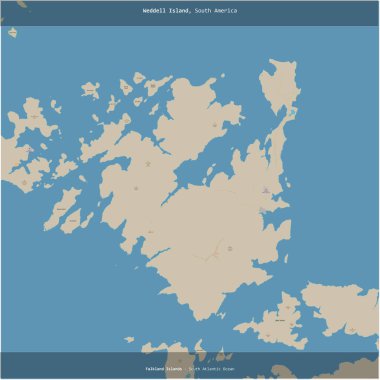 Falkland Adaları 'na ait Güney Atlantik Okyanusu' ndaki Weddell Adası, OSM standart haritası ile topoğrafik olarak kareye eklenmiştir.