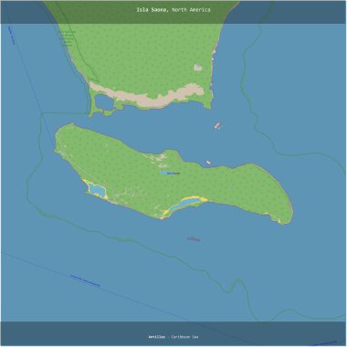 Dominik Cumhuriyeti 'ne ait Karayip Denizi' ndeki Saona adası, bir topoğrafik, OSM standart haritası üzerinde karelenmiştir.