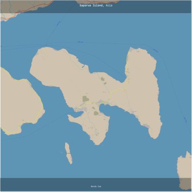 Endonezya 'ya ait Banda Denizi' ndeki Saparua Adası, OSM standart haritası ile topoğrafik olarak karelenmiştir.