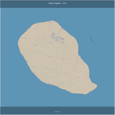 Endonezya 'ya ait Java Denizi' nde bulunan Pulau Sapudi, bir topoğrafik, OSM standart haritası üzerinde karelendi