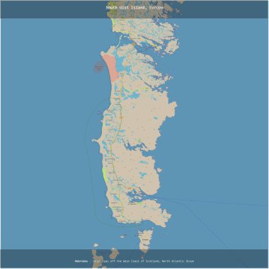 South Uist Island in the North Atlantic Ocean, belonging to United Kingdom, cropped to square on a topographic, OSM standard style map clipart