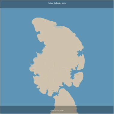 Tatau Island in the South Pacific Ocean, belonging to Papua New Guinea, cropped to square on a topographic, OSM standard style map clipart