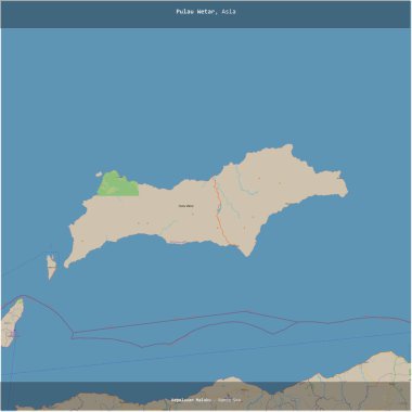 Endonezya 'ya ait Banda Denizi' ndeki Pulau Wetar, bir topoğrafik, OSM standart haritası ile kareye eklendi