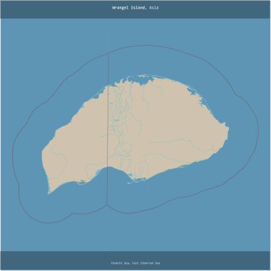 Çukçi Denizi 'ndeki Wrangel Adası, Rusya' ya ait, bir topoğrafik, OSM standart haritası ile kareye eklenmiş.