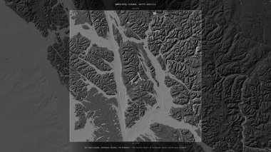 Güneydoğu Alaska ve Britanya Kolumbiyası 'nın sahil sularında bulunan ve Birleşik Devletler' e ait olan Amirallik Adası, bir bileklik yükseklik haritasında tanımlandı ve vurgulandı.