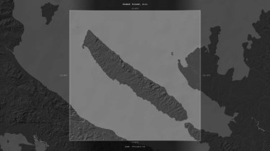 Alabat Island in the Philippine Sea, belonging to Philippines, described and highlighted on a bilevel elevation map clipart