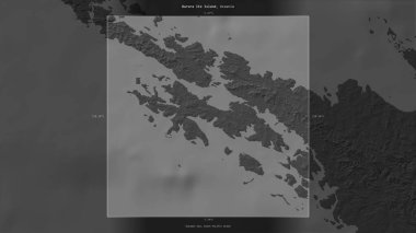 Barora Ite Island in the Solomon Sea, belonging to Solomon Islands, described and highlighted on a bilevel elevation map clipart