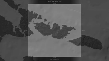 Filipinlere ait Filipin Denizi 'ndeki Batan, Albay Adası, bir bilek yüksekliği haritasında tanımlandı ve vurgulandı.