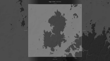 Bigge Island in the Indian Ocean, belonging to Australia, described and highlighted on a bilevel elevation map clipart