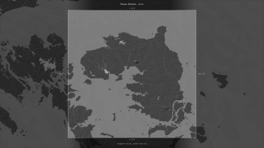 Endonezya 'ya ait Güney Çin Denizi' ndeki Pulau Bintan, bir bileklik yükseklik haritasında tanımlandı ve vurgulandı