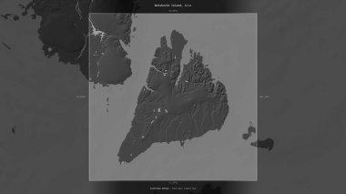 Bolshevik Island in the Kara Sea, belonging to Russia, described and highlighted on a bilevel elevation map clipart