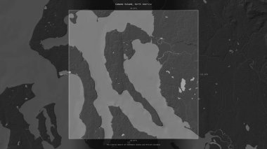 Camano Island in the The Coastal Waters of Southeast Alaska and British Columbia, belonging to United States, described and highlighted on a bilevel elevation map clipart