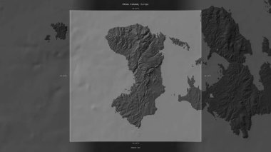 Yunanistan 'a ait Ege Denizi' ndeki Chios Adası, bir bileklik yükseklik haritasında tanımlandı ve vurgulandı