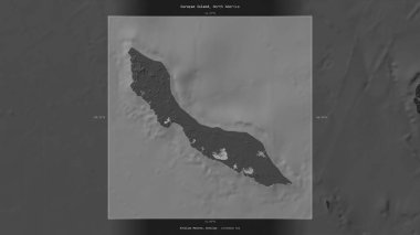 Hollanda 'ya ait Karayip Denizi' ndeki Curacao Adası, bir bileklik yükseklik haritasında tanımlandı ve vurgulandı