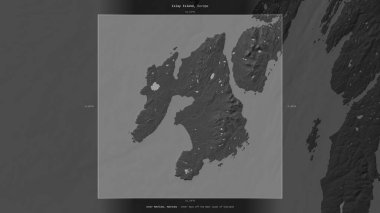 İskoçya 'nın batı kıyısındaki İç Denizler' deki Islay Adası, Birleşik Krallık 'a ait, bir bilek yüksekliği haritasında tanımlandı ve vurgulandı.